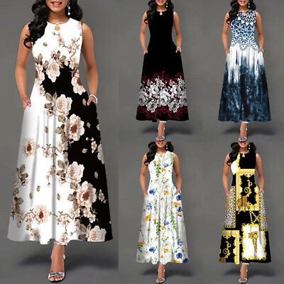 #ad Women Floral Printed Long Shirt Dress Casual Loose Maxi Dresses Kaftan New $15.97