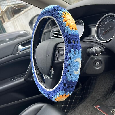 Cute Crochet Steering Wheel Coverds Boho for Women Sun Moon Car Interior 14 15#x27;#x27; $17.99