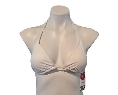 #ad Womens Islander Triangle String Bikini Swim Top White Choose Size S M AND XL $8.49