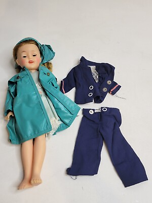 #ad #ad Vintage 1950#x27;s Ideal ST 12 Doll Blue Raincoat Bonnet Eyes Close Shirley Temple $39.99