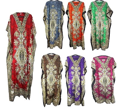 #ad Long Floral Kaftan Boho Dress Beach Cover Up Caftan Gown Nightwear Women Maxi $17.99