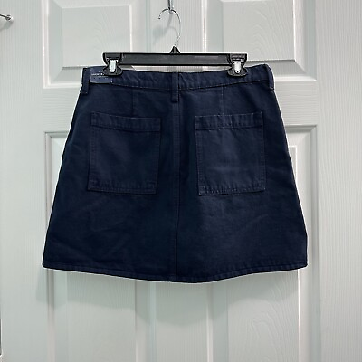 #ad NWT Lucky Brand Women’s Sz 8 29 Button Front Midnight Navy Utility Mini Skirt $30.00