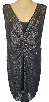 #ad Calvin Klein Cocktail Dress Plus Size 24W Black Metallic Evening Sleeveless NWT $89.99