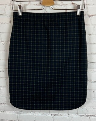 #ad MAX STUDIO blue gray knit stretch unlined check classic pencil straight skirt XS $18.00