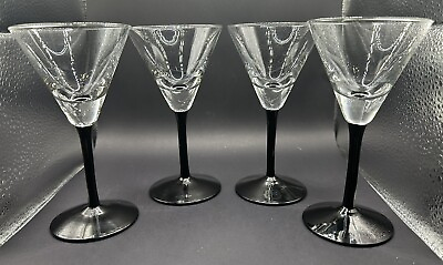 #ad Pretty Black Stemmed 6 7 8quot; Martini Glasses Set of Four $30.00