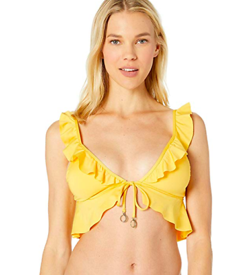 #ad #ad Soluna $64 Women#x27;s D Cup Under the Sun Ruffled Halter Bikini Top Swimsuit NWT $12.50