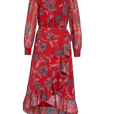#ad Chelsea28 Dress Size XS Red Floral Long Sleeve NWT $31.19