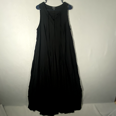 #ad Torrid Sleeveless Tie Neck Long Maxi Dress Black Womans Size 0 Large $29.95