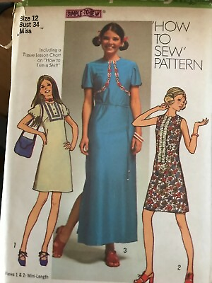 Vintage Sewing Pattern Junior Teen Dress Simplicity 9473 $2.06