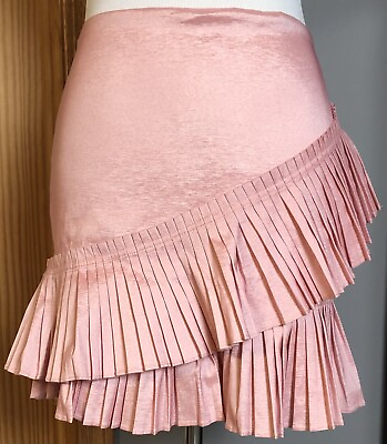 #ad Hot amp; Delicious Women’s Mini Skirt Sz L Pleated Tiered Slim Fit Stretch Pink $28.00