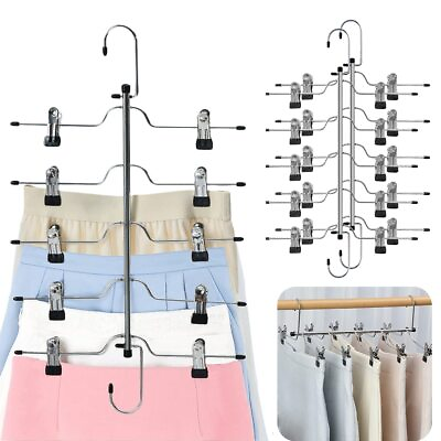 #ad 3 Pack Skirt Hangers Space Saving 5 Tier Metal Skirt Hanger with Clips Durabl... $38.40