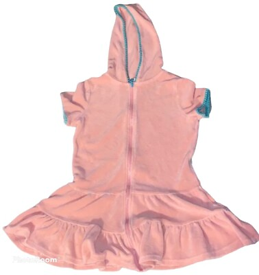 #ad Cat amp; Jack Girls Full Zip Hooded Short Sleeve French Terry Swim Cover Up S 6 6X $13.97