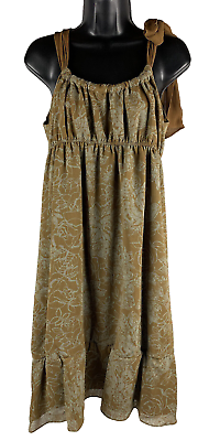 #ad To The Max Sleeveless Sun Dress Brown Ribbon Neck Tie Lined Women’s Size 6 $24.99
