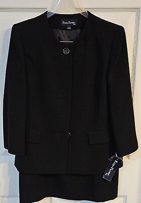 #ad Women#x27;s Evan Picone Skirt Suit Set Career Size 8 New With Tags Black $60.02