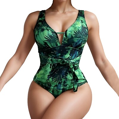 #ad Women One Piece Swimsuits 6 8 10 12 14 High Waisted Swimwear Beachwear $16.19