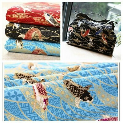 Japanese Cotton Fabric Fish Wave DIY Kimono Upholstery Curtain Vintage 100 150CM $28.39