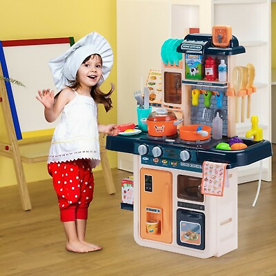 Kids Kitchen Play Set with 42 Pcs Toy Accessories Set Sounds for Boysamp;Girls Blue $35.99