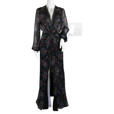 #ad #ad Veronica Beard Women#x27;s Kaira Metallic Floral Maxi Dress Black Sz 6 $604.00