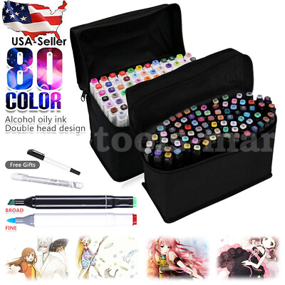 80XColor Permanent Alcohol Marker Pen Dual Tip Art Drawing Sketch Christmas Fift $26.99