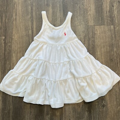 #ad #ad Polo Ralph Lauren Girls White Ruffled Short Sleeves Dress Size 3 $30.00
