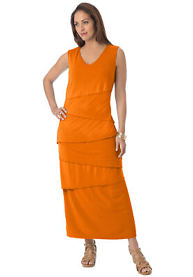 #ad Jessica London Women#x27;s Plus Size Stretch Knit Tiered Maxi Dress $58.65