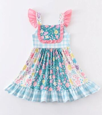#ad NEW Boutique Girls Floral Sleeveless Ruffle Dress $16.99