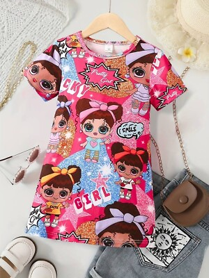 #ad Girls Sweet Cute Pretty Cartoon Girls Print Graphic Dress $5.99