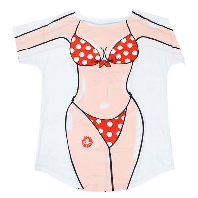 #ad T Shirt Dress Swimwear Fun Bikini Body T shirt Beach Cover Ups $21.15