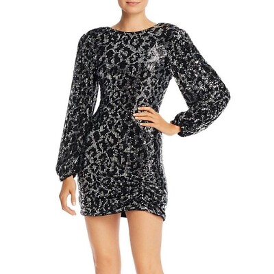 $264 SAYLOR Womens MAURA Sequined Party Cocktail Dress Black and Silver M NWT $99.00