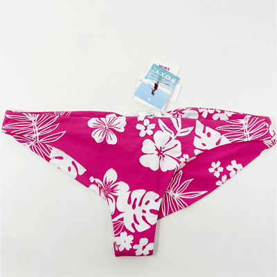 #ad Roxy Printed Beach Classics Cheeky Bikini Bottoms Swim Pink Floral Size Large $30.00