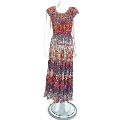 #ad NOSTALGIA Cottagecore Colors Patchwork Floral Maxi Dress Indian Boho sz S 570 $39.99