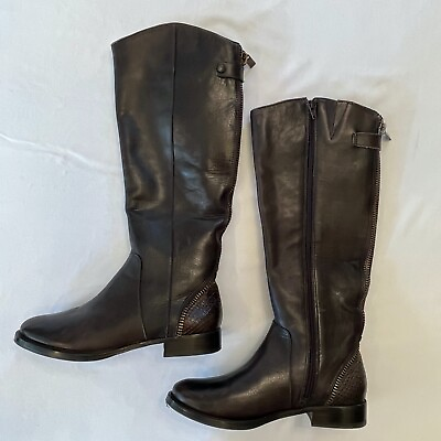#ad Arturo Chiang Falicity Brown Leather Knee High Riding Womens Boots Size 8.5M $36.90