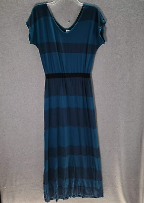 Mossimo Women Dress Small Blue Maxi Short Sleeve V Neck Pullover Casual $9.57