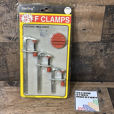 #ad Sterling quot;Fquot; Clamps For Household Use Hobbies and DIY Set Of 3 With Stand $13.99