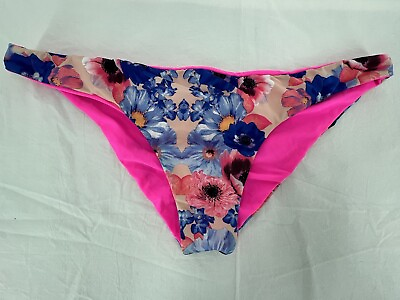 #ad NWT ZINKE Women#x27;s Floral Print Cheeky Bikini Bottoms Large Hot Pink Reversible $14.99