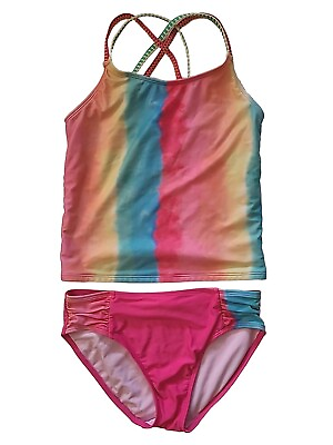 #ad Cat And Jack Girls 14 16 XL Tankini Bikini Bathing Suit Swim Rainbow $9.99