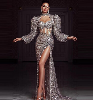 #ad Women#x27;s Evening Dress High End Sequin Party Wear Split Long Dress Bling Bling $121.78