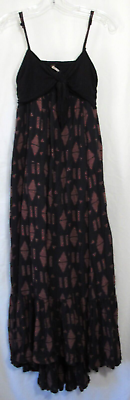 #ad Free People Black Totally Tubular Open Back Tie Front Maxi Dress Size Small EUC $31.96