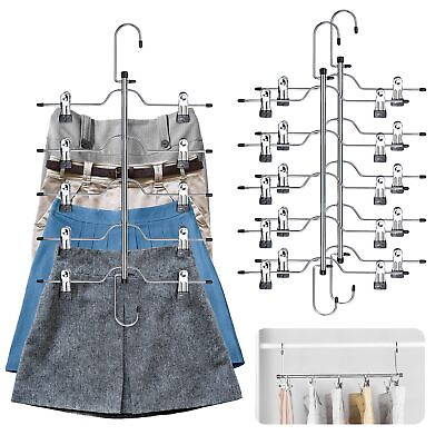 #ad 5 Tier Skirt Hangers Space Saving for Woman Pants Organizer Hanger with Adju... $36.09