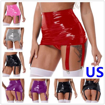 US Sexy Women Garter Belt High Waist Mini Skirts Suspender Belt with Metal Clips $5.45