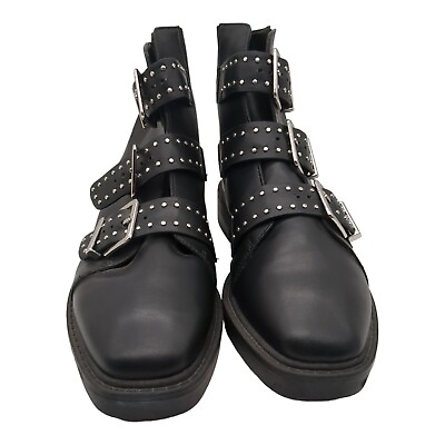 #ad urban outfitter boho boots women Sz 8.5 black Boots Studded Buckle boots shoe $29.10