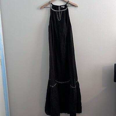 #ad World Market boho maxi dress size L XL Cotton Tiered Beach Light Weight Halter $24.99