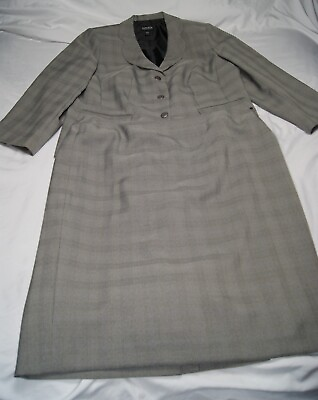 #ad john meyer collection womens outfit jacket skirt suit set 18W gray plaid $29.74