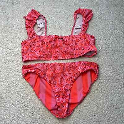 #ad Billabong Pink Orange Print Reversible Bikini Small $25.00