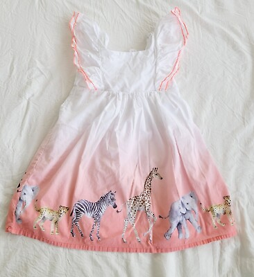 #ad Girls Dress size 5 By Hamp;M Safari Animals 100% Cotton Pre owned Good Condition $12.00