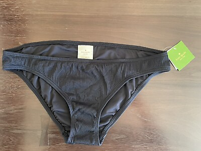 #ad Kate Spade Classic Bikini Bottom Black Ribbed Size S BNWT $26.40