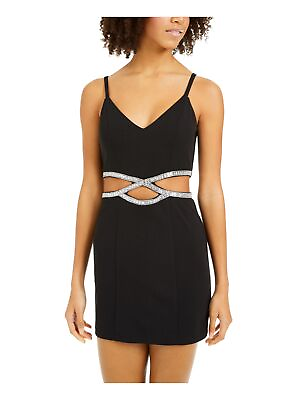 #ad SPEECHLESS Womens Spaghetti Strap V Neck Mini Cocktail Body Con Dress $6.99