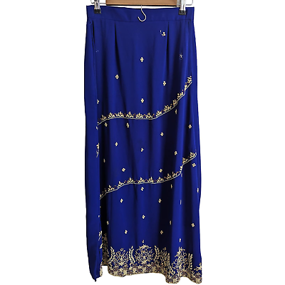 #ad #ad Vintage Indian Style High Waist Maxi Wrap Skirt Purple Gold Embroidered $14.40