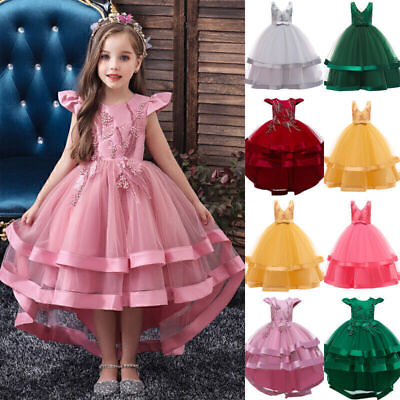 #ad Baby Kids Girls Flower Bridesmaid Dress Princess Party Lace Bow Wedding Dresses $38.39