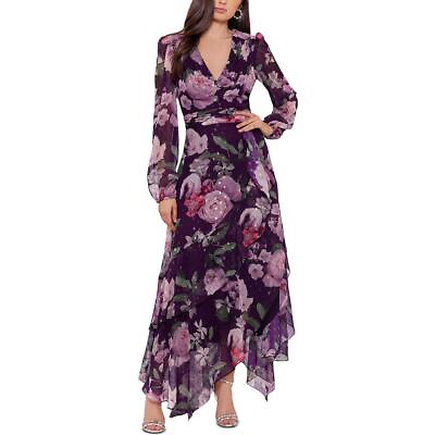 #ad Xscape Womens Chiffon Floral Long Maxi Dress BHFO 4011 $96.99